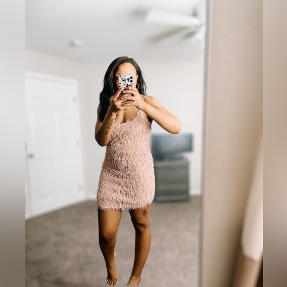 Dusty Pink Missguided fringe mine dress sz 8 - Picture 12 of 17